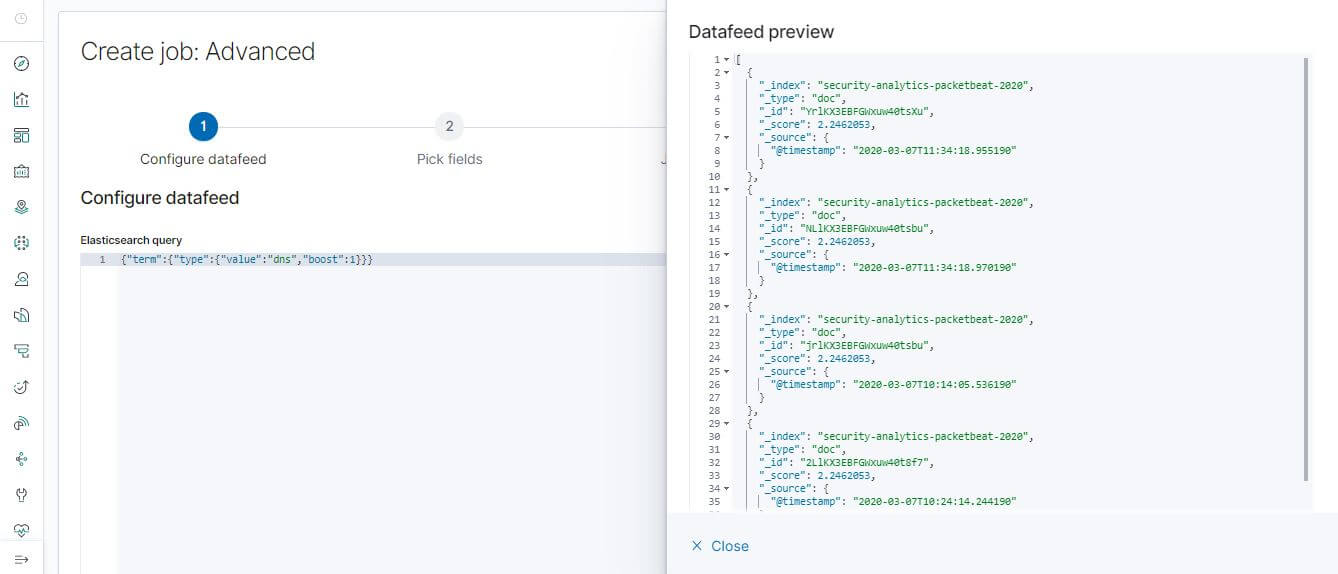 建立任務介面：Datafeed 設定