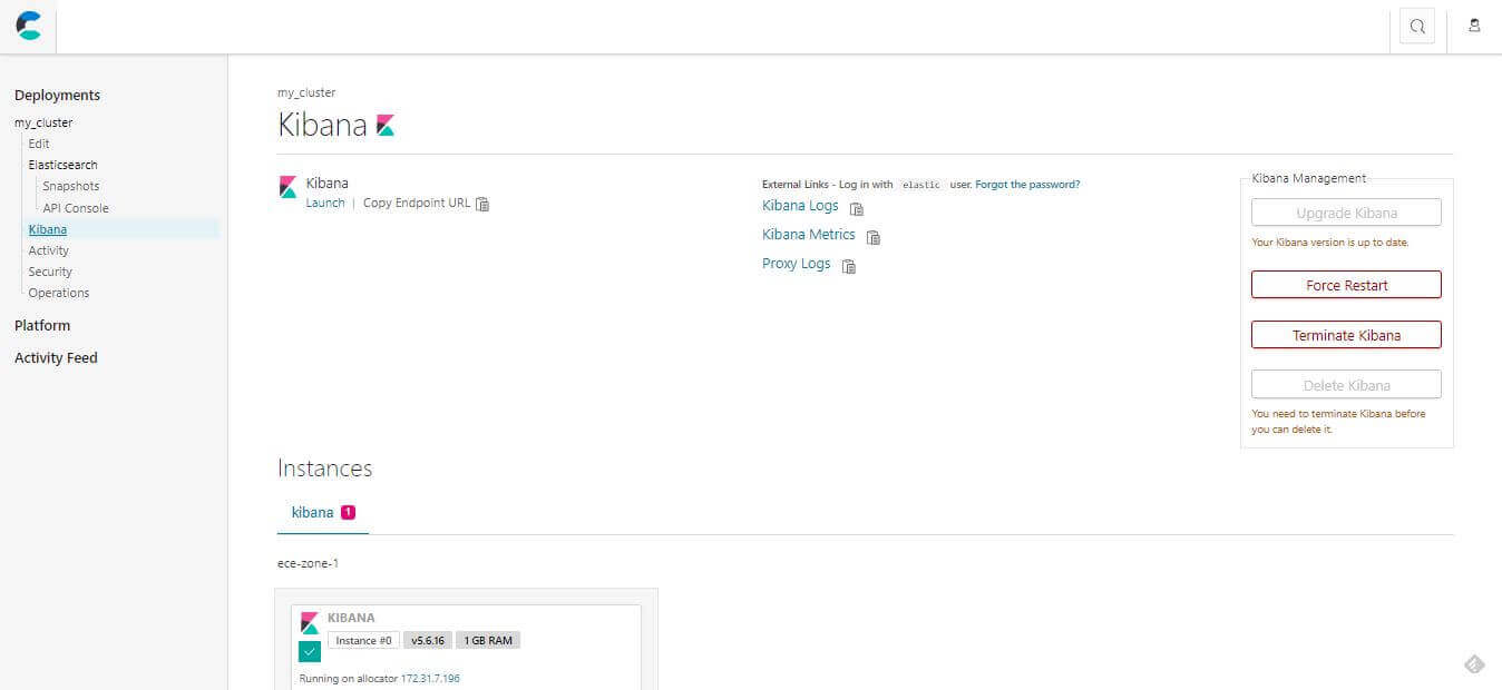 ECE 部署 Kibana 介面登入