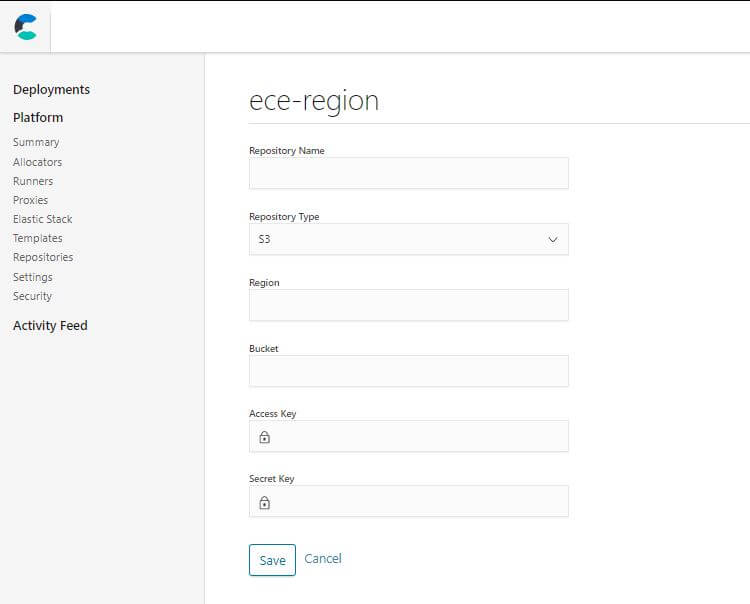 Elastic Cloud Enterprise 平台快照 Repository