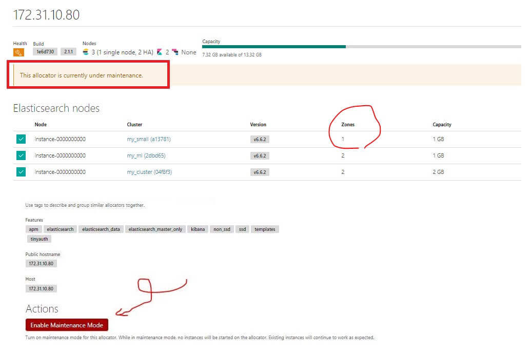 ECE 維護模式：單區域服務節點識別