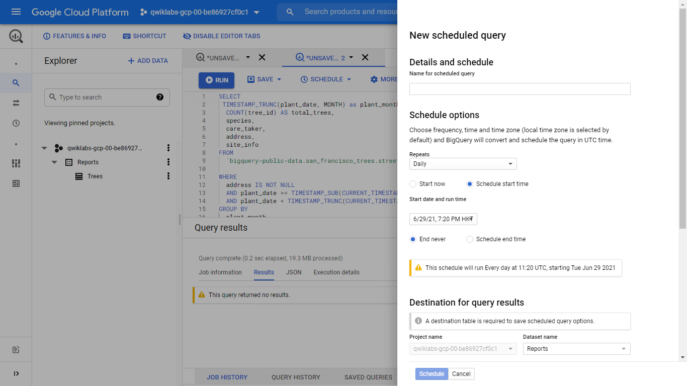 BigQueryScheduleQuery